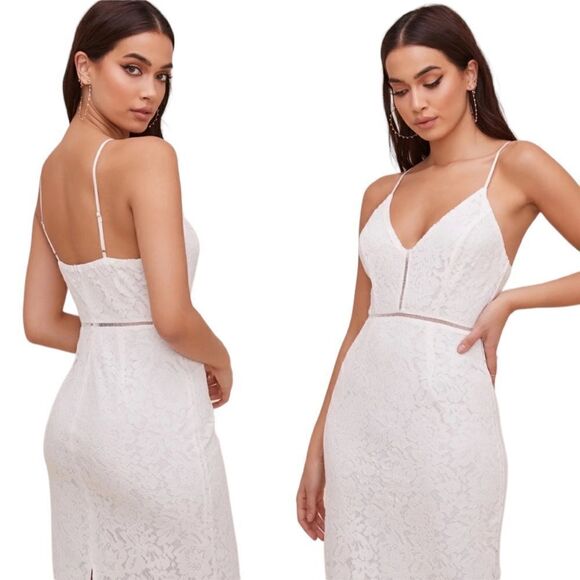 ASTR The Label White Lace Lattice Midi Dress  - Medium / M - Picture 10 of 11